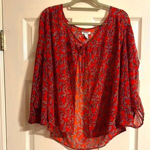 Red Floral Sheer Kimono Jacket